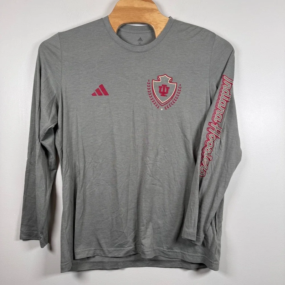 Adidas Indiana Hoosiers Long‎ Sleeve T-Shirt Men's XL Gray NCAA College New